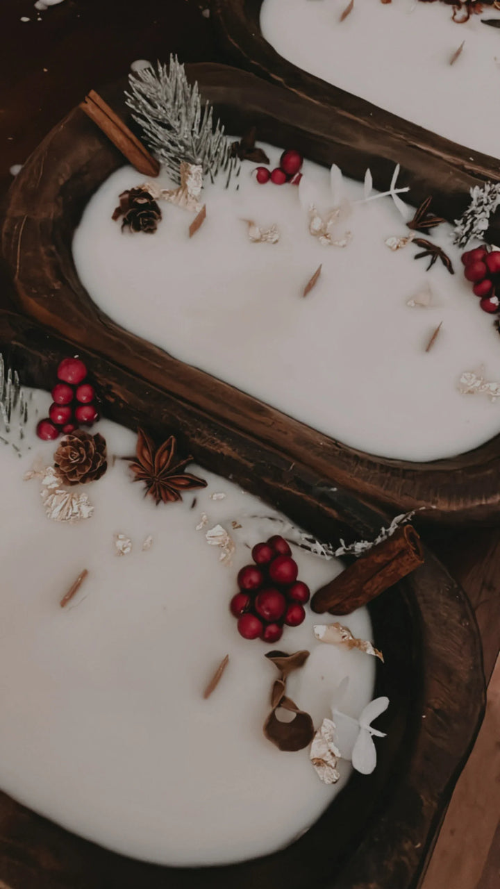 NEW SCENT! Cedar & Frankincense -- Wood-Wick Christmas Dough Bowl Candles -- by Moon Water Apothecary