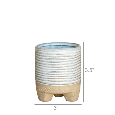 Ramos Horizontal Stripe Cachepot, Stoneware - 2.5"