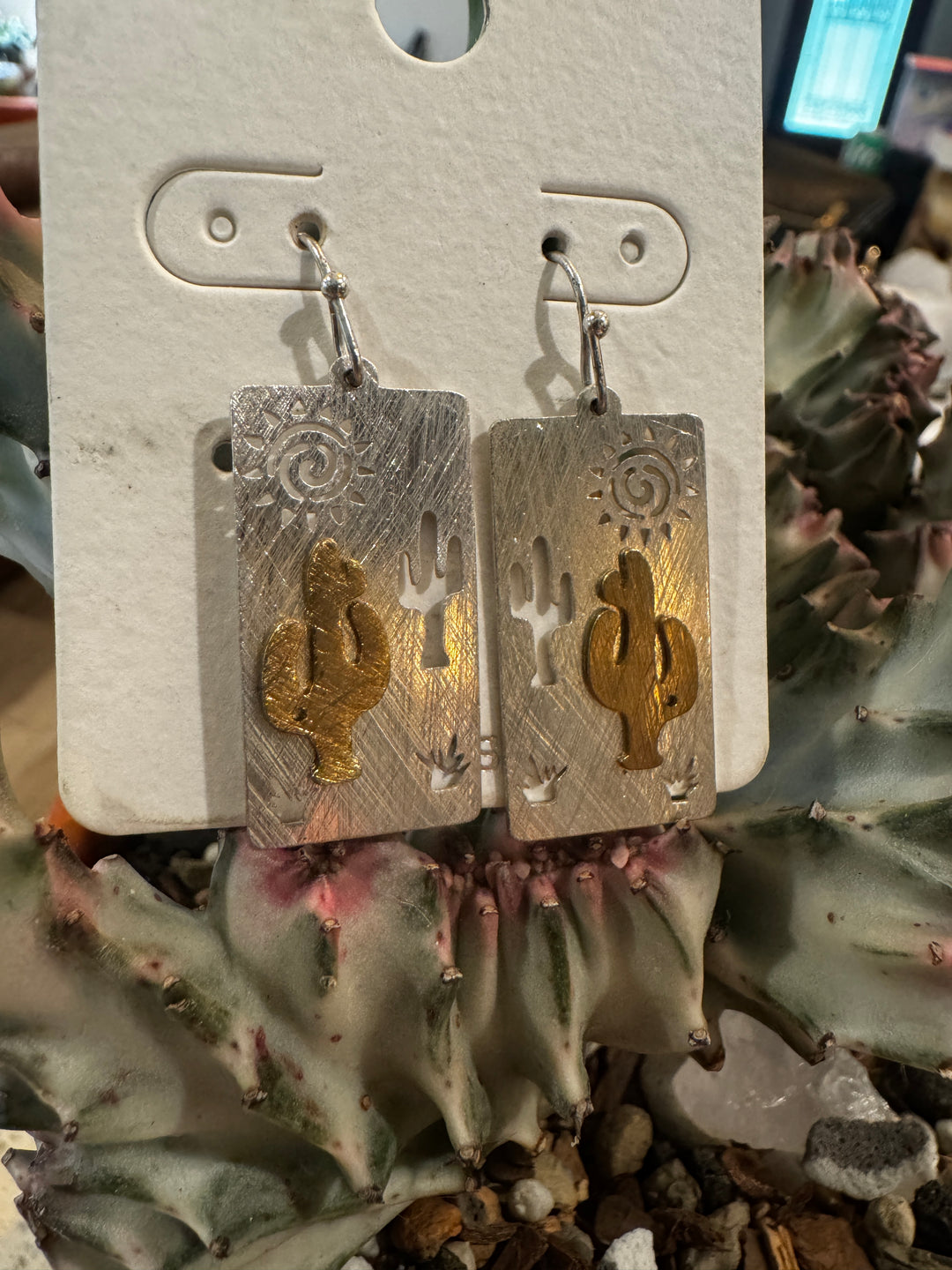 Silver Desert Cactus Earrings