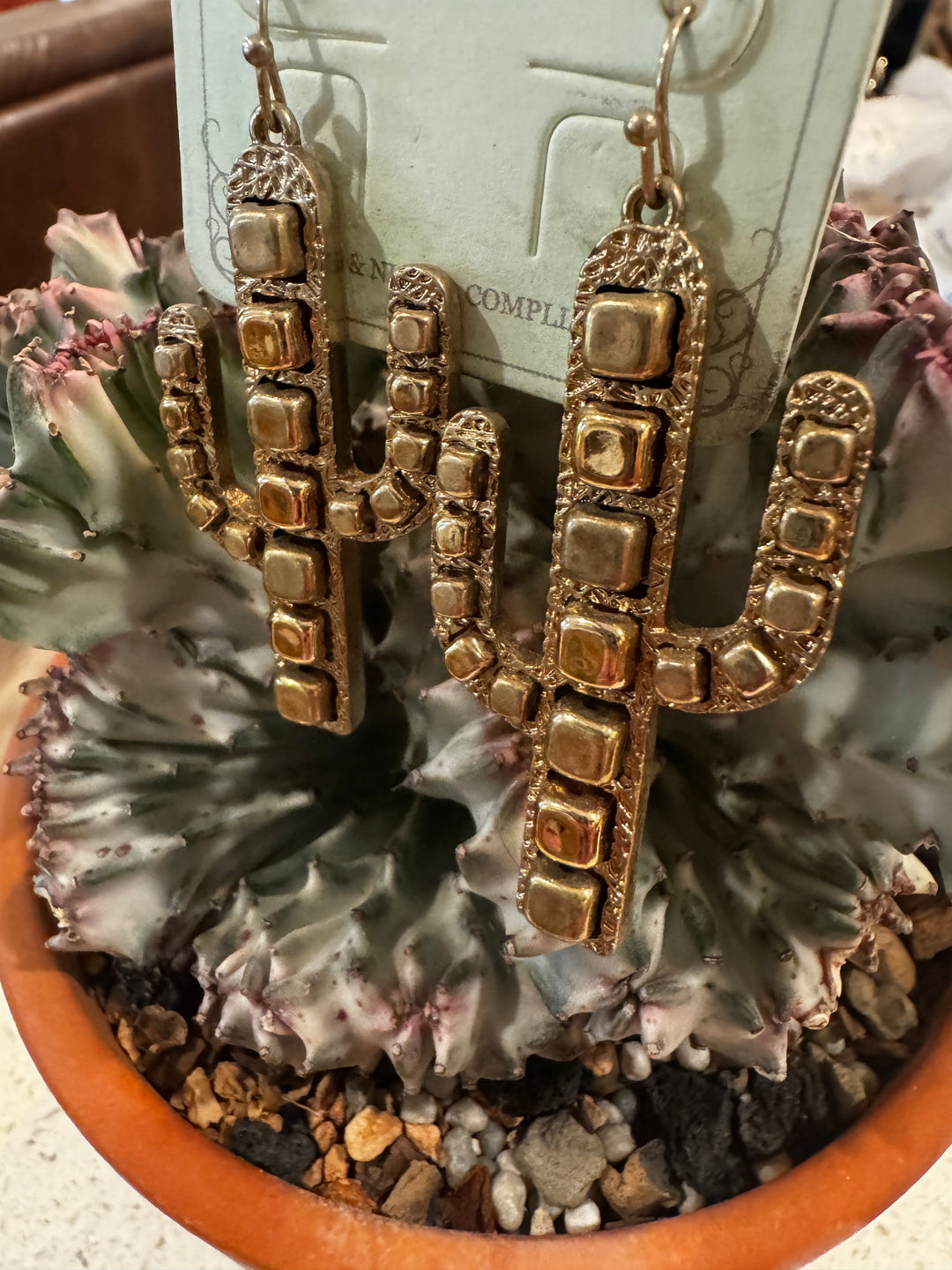 Gold tone Cactus Earrings