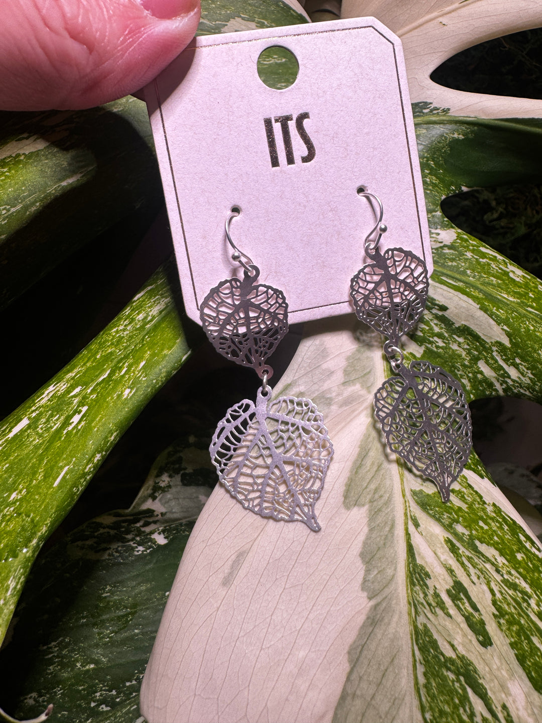 Double leaf earrings