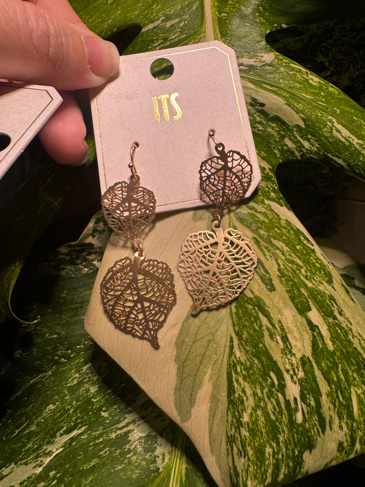 Double leaf earrings