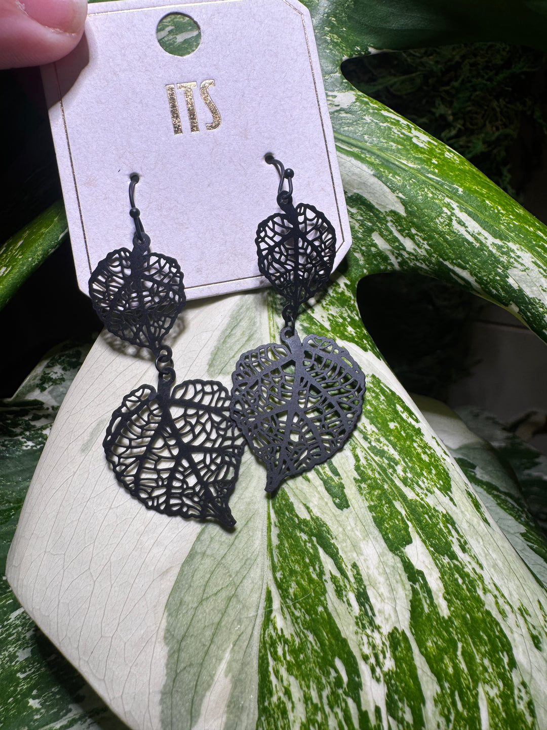 Double leaf earrings
